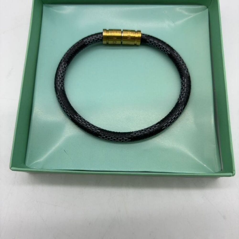 Louis Vuitton Black/Grey Leather Bracelet